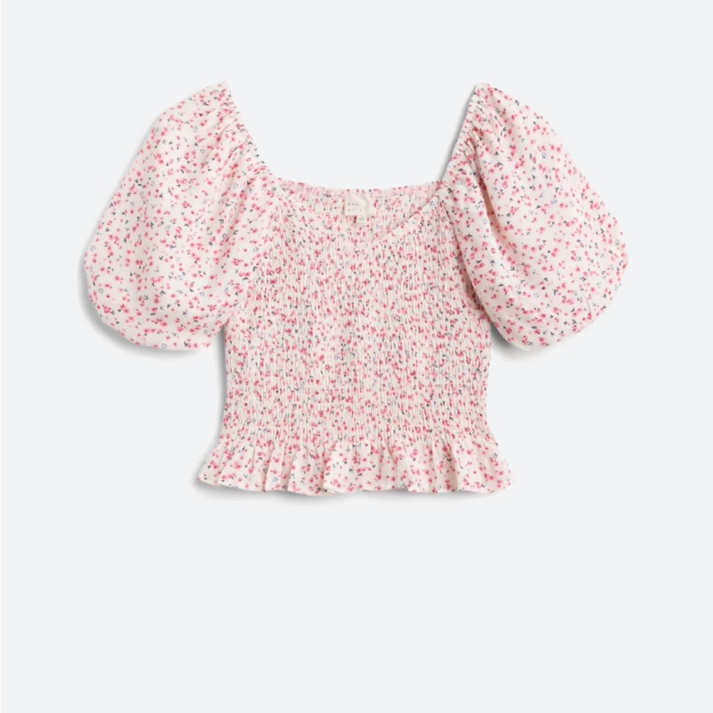 Dee Elle Taper Smocked Cropped Blouse